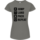 Skydiving Jump Land Pack Funny Skydiver Womens Petite Cut T-Shirt Charcoal