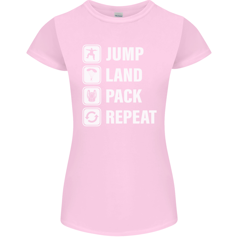 Skydiving Jump Land Pack Funny Skydiver Womens Petite Cut T-Shirt Light Pink
