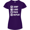 Skydiving Jump Land Pack Funny Skydiver Womens Petite Cut T-Shirt Purple