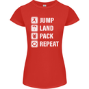 Skydiving Jump Land Pack Funny Skydiver Womens Petite Cut T-Shirt Red