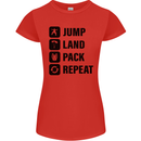 Skydiving Jump Land Pack Funny Skydiver Womens Petite Cut T-Shirt Red