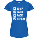 Skydiving Jump Land Pack Funny Skydiver Womens Petite Cut T-Shirt Royal Blue