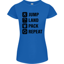 Skydiving Jump Land Pack Funny Skydiver Womens Petite Cut T-Shirt Royal Blue