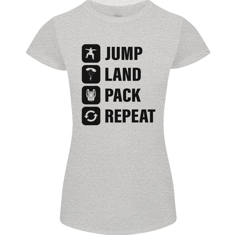 Skydiving Jump Land Pack Funny Skydiver Womens Petite Cut T-Shirt Sports Grey