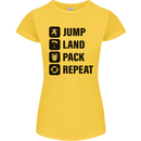Skydiving Jump Land Pack Funny Skydiver Womens Petite Cut T-Shirt Yellow