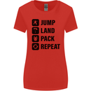 Skydiving Jump Land Pack Funny Skydiver Womens Wider Cut T-Shirt Red