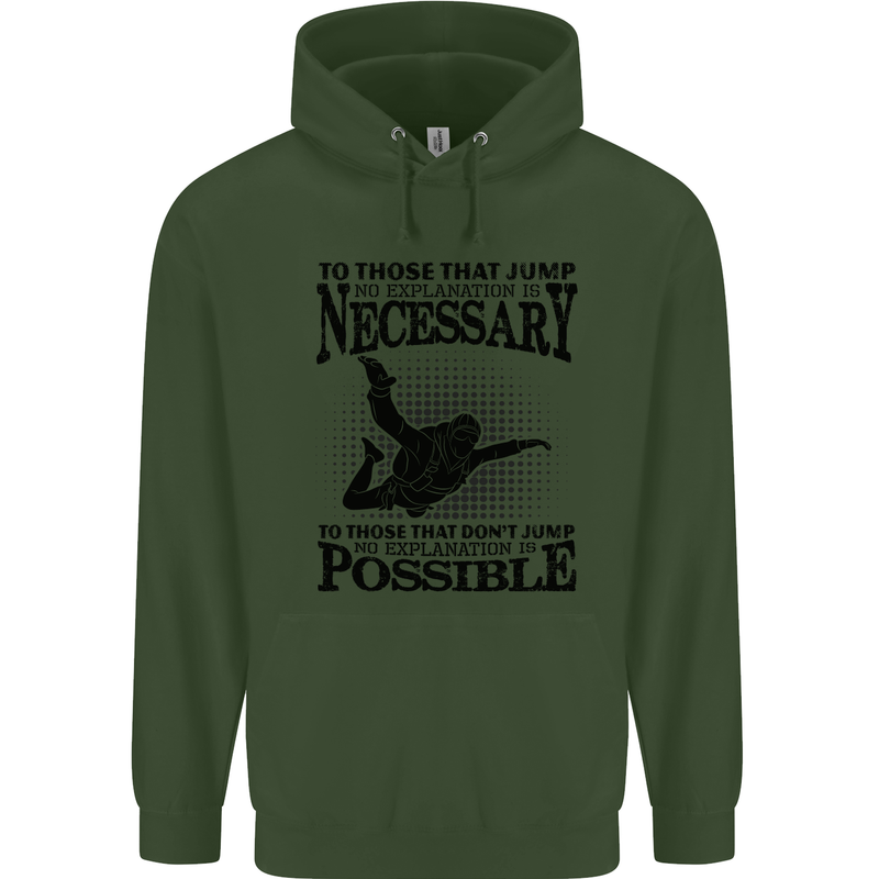 Skydiving No Explanation Freefall Funny Mens 80% Cotton Hoodie Forest Green