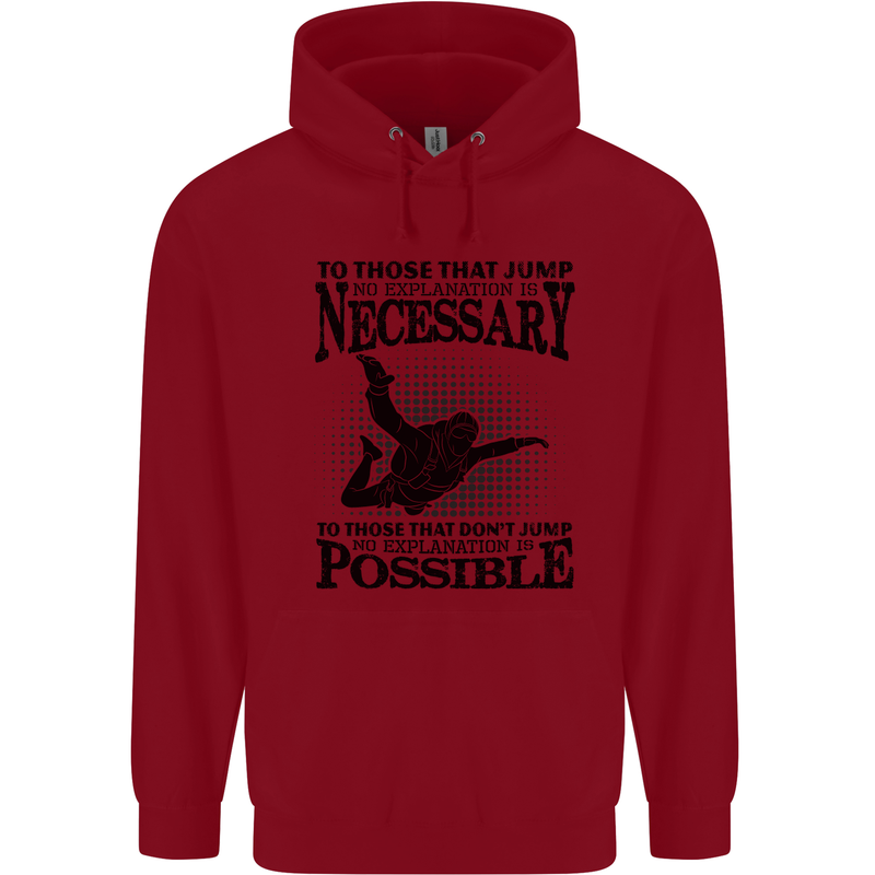 Skydiving No Explanation Freefall Funny Mens 80% Cotton Hoodie Red