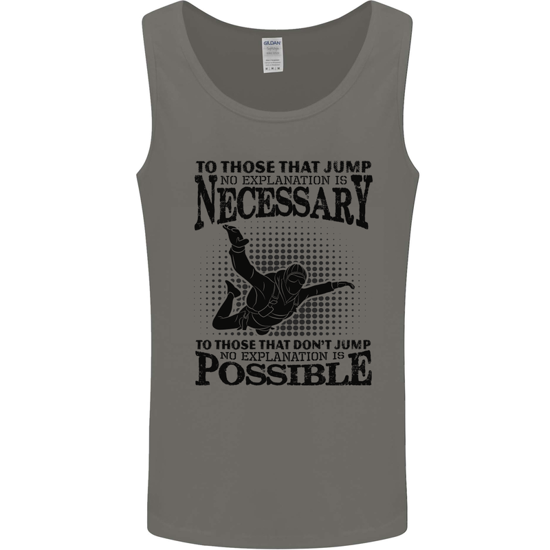 Skydiving No Explanation Freefall Funny Mens Vest Tank Top Charcoal