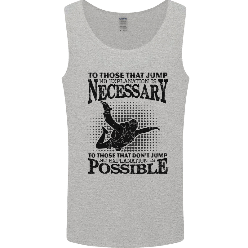 Skydiving No Explanation Freefall Funny Mens Vest Tank Top Sports Grey