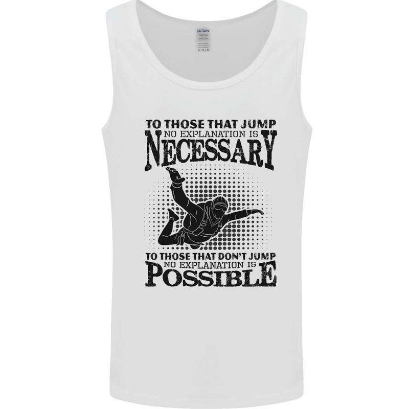 Skydiving No Explanation Freefall Funny Mens Vest Tank Top White