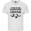 Skydiving No Explanation Freefall Paras Mens V-Neck Cotton T-Shirt White