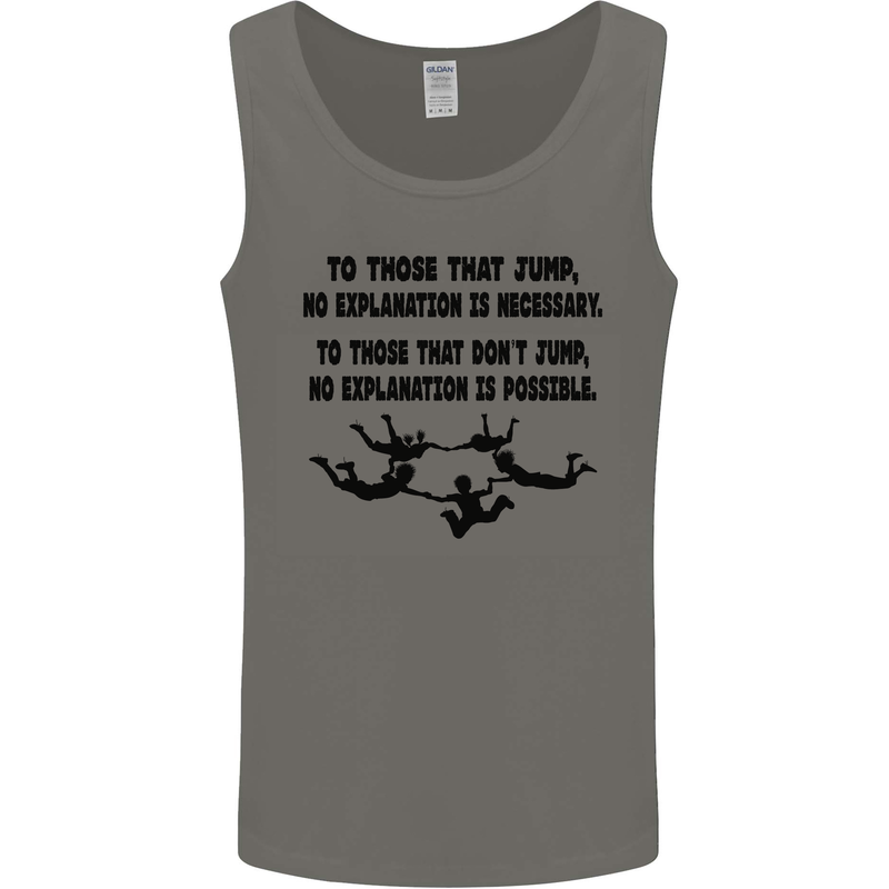 Skydiving No Explanation Freefall Paras Mens Vest Tank Top Charcoal