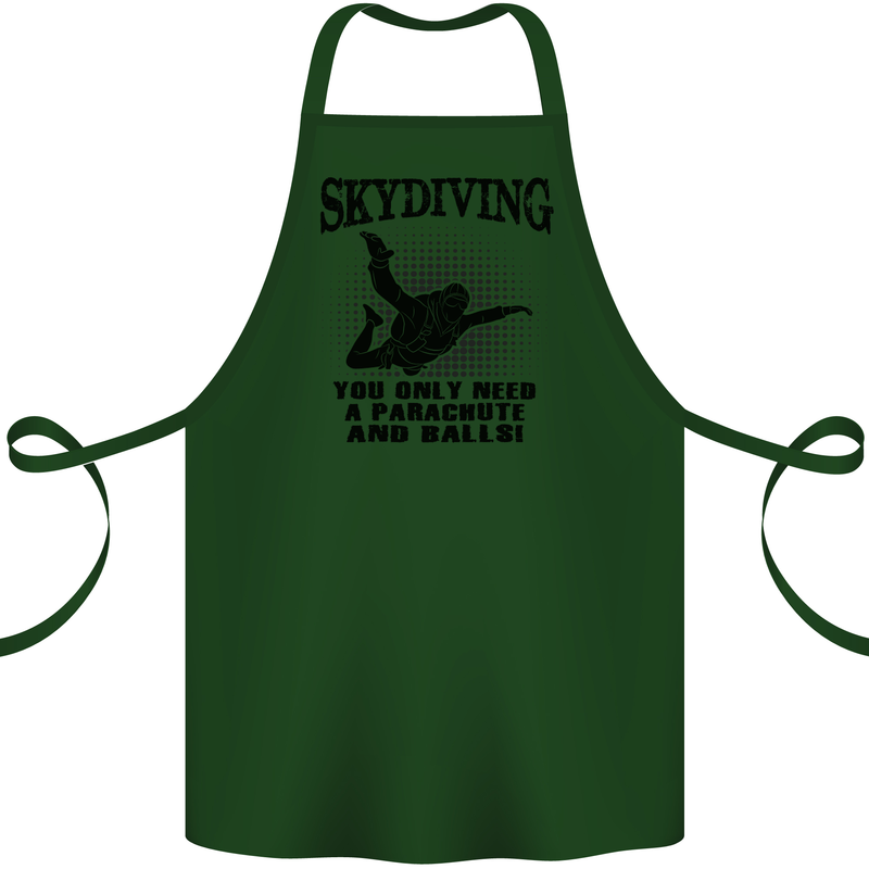 Skydiving Parachute & Balls Skydiver Funny Cotton Apron 100% Organic Forest Green