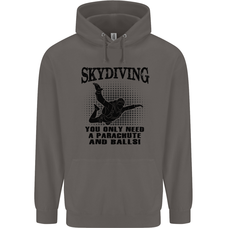 Skydiving Parachute & Balls Skydiver Funny Mens 80% Cotton Hoodie Charcoal