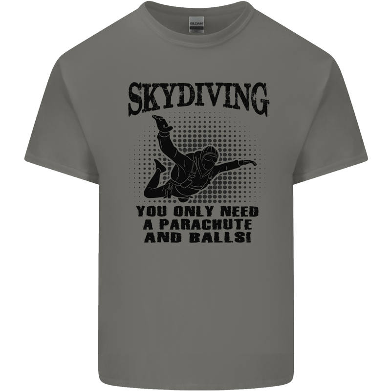 Skydiving Parachute & Balls Skydiver Funny Mens Cotton T-Shirt Tee Top Charcoal