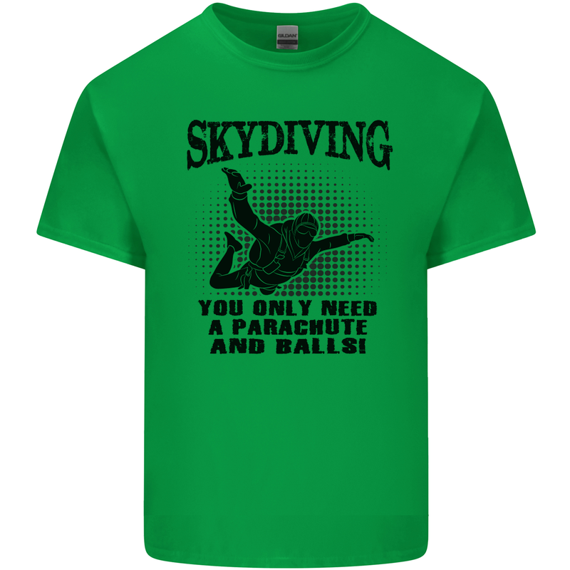 Skydiving Parachute & Balls Skydiver Funny Mens Cotton T-Shirt Tee Top Irish Green