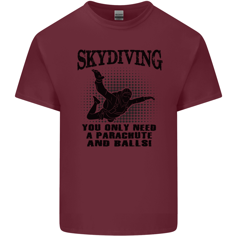 Skydiving Parachute & Balls Skydiver Funny Mens Cotton T-Shirt Tee Top Maroon