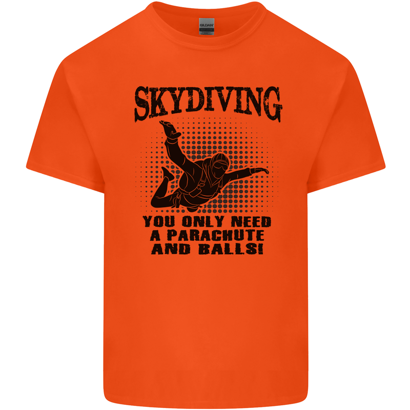 Skydiving Parachute & Balls Skydiver Funny Mens Cotton T-Shirt Tee Top Orange