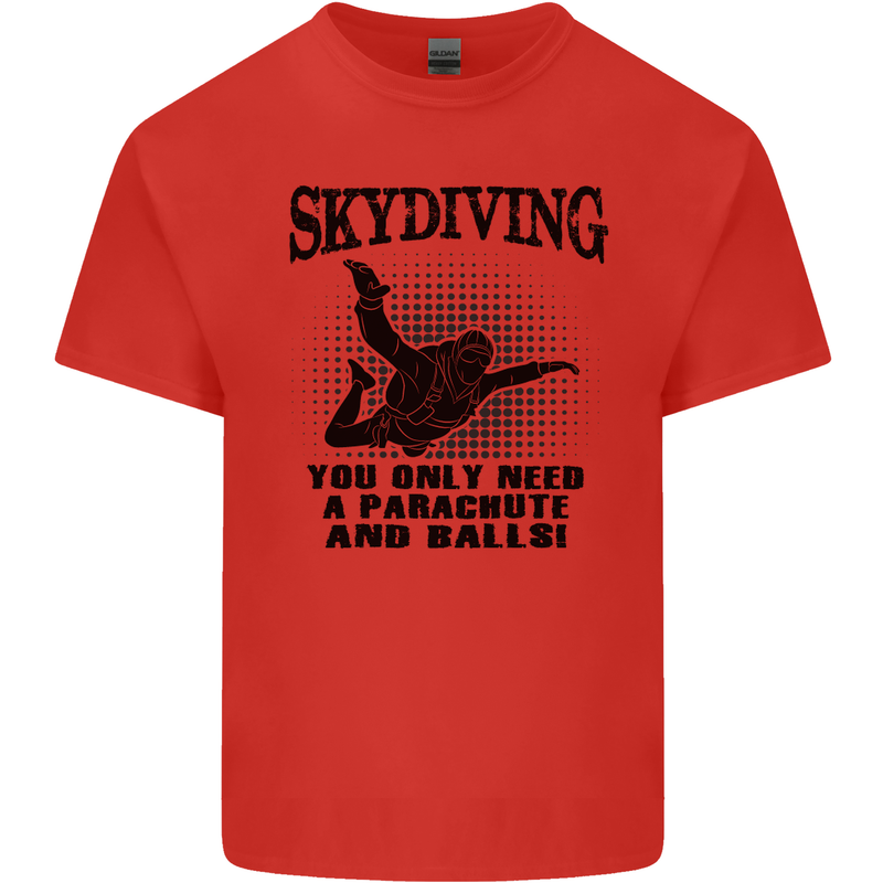 Skydiving Parachute & Balls Skydiver Funny Mens Cotton T-Shirt Tee Top Red