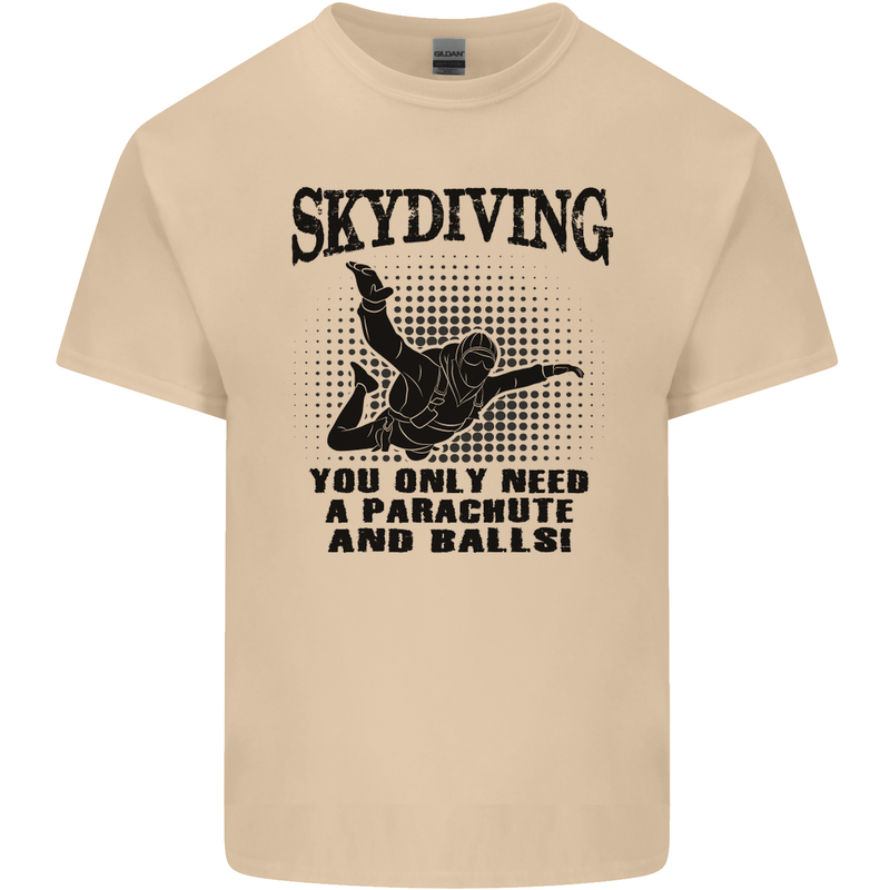 Skydiving Parachute & Balls Skydiver Funny Mens Cotton T-Shirt Tee Top Sand