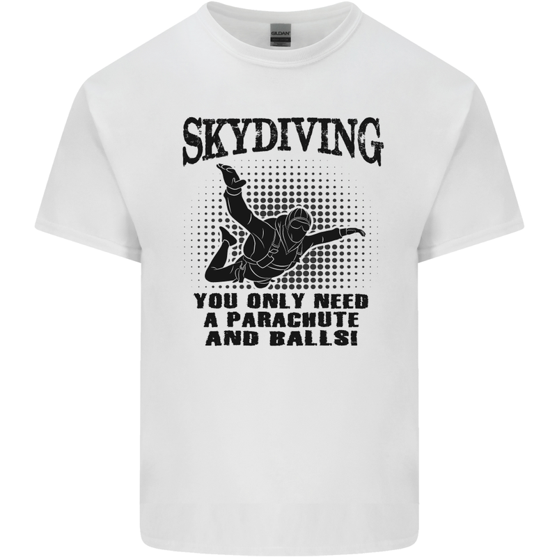 Skydiving Parachute & Balls Skydiver Funny Mens Cotton T-Shirt Tee Top White