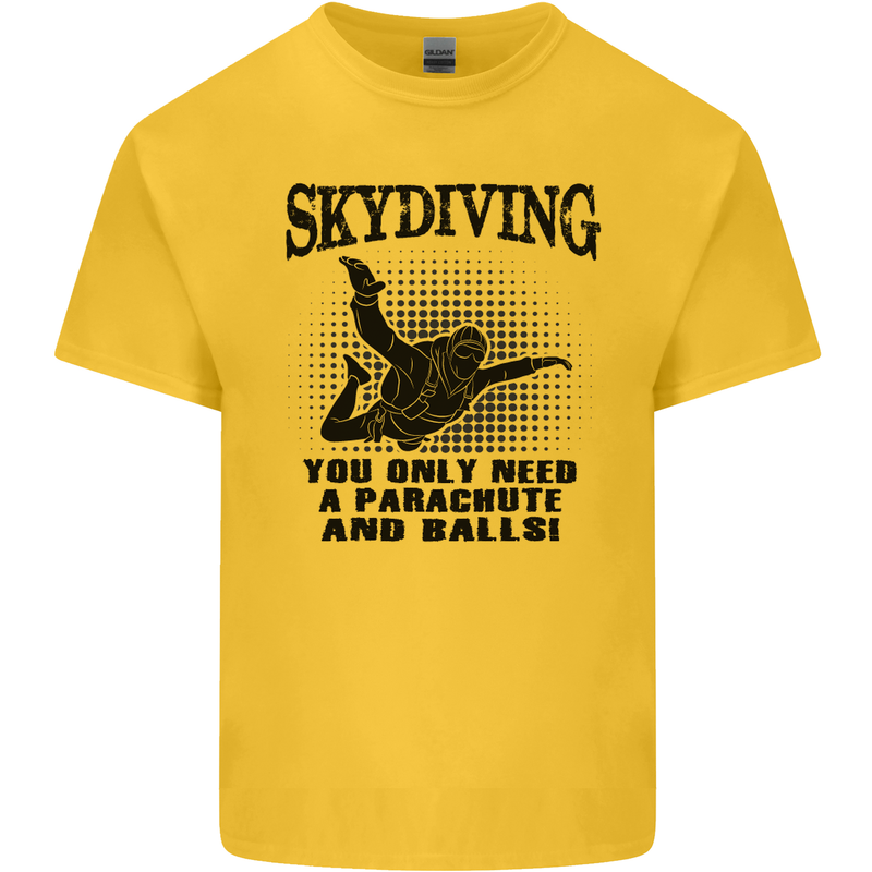 Skydiving Parachute & Balls Skydiver Funny Mens Cotton T-Shirt Tee Top Yellow