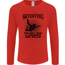 Skydiving Parachute & Balls Skydiver Funny Mens Long Sleeve T-Shirt Red