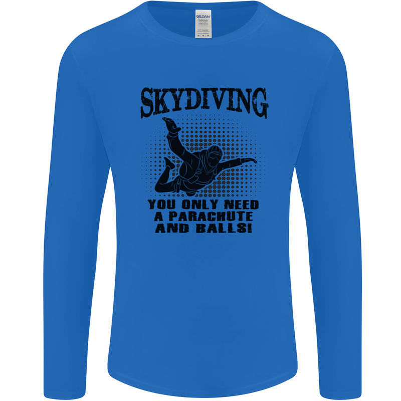 Skydiving Parachute & Balls Skydiver Funny Mens Long Sleeve T-Shirt Royal Blue