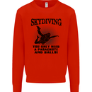 Skydiving Parachute & Balls Skydiver Funny Mens Sweatshirt Jumper Bright Red