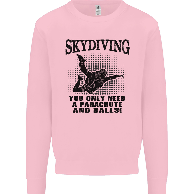 Skydiving Parachute & Balls Skydiver Funny Mens Sweatshirt Jumper Light Pink
