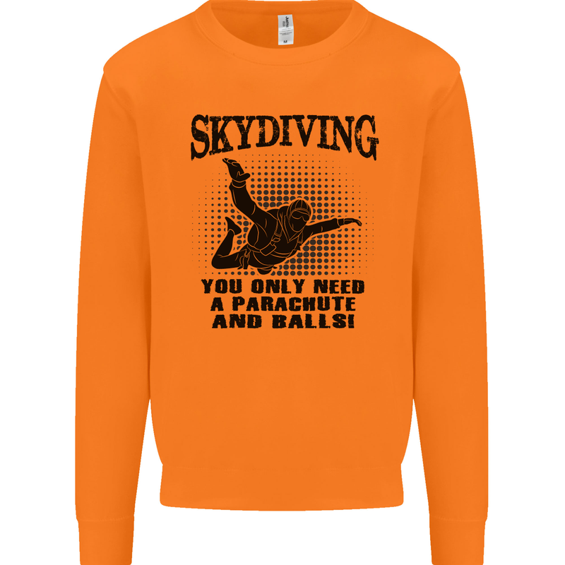 Skydiving Parachute & Balls Skydiver Funny Mens Sweatshirt Jumper Orange