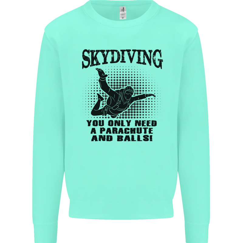 Skydiving Parachute & Balls Skydiver Funny Mens Sweatshirt Jumper Peppermint