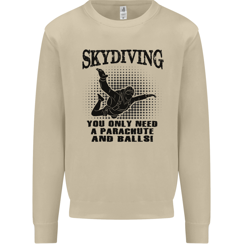 Skydiving Parachute & Balls Skydiver Funny Mens Sweatshirt Jumper Sand