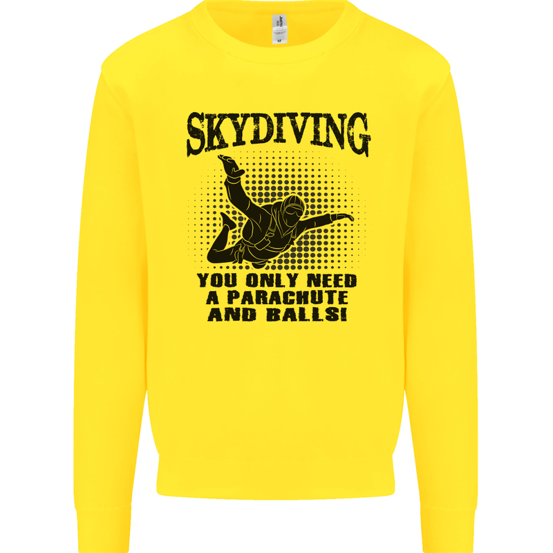 Skydiving Parachute & Balls Skydiver Funny Mens Sweatshirt Jumper Yellow
