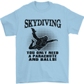 Skydiving Parachute & Balls Skydiver Funny Mens T-Shirt Cotton Gildan Light Blue