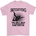 Skydiving Parachute & Balls Skydiver Funny Mens T-Shirt Cotton Gildan Light Pink
