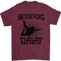 Skydiving Parachute & Balls Skydiver Funny Mens T-Shirt Cotton Gildan Maroon