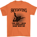 Skydiving Parachute & Balls Skydiver Funny Mens T-Shirt Cotton Gildan Orange