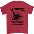 Skydiving Parachute & Balls Skydiver Funny Mens T-Shirt Cotton Gildan Red