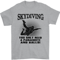 Skydiving Parachute & Balls Skydiver Funny Mens T-Shirt Cotton Gildan Sports Grey