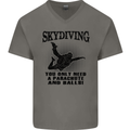 Skydiving Parachute & Balls Skydiver Funny Mens V-Neck Cotton T-Shirt Charcoal