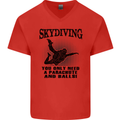 Skydiving Parachute & Balls Skydiver Funny Mens V-Neck Cotton T-Shirt Red