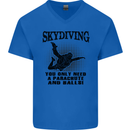 Skydiving Parachute & Balls Skydiver Funny Mens V-Neck Cotton T-Shirt Royal Blue