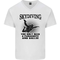 Skydiving Parachute & Balls Skydiver Funny Mens V-Neck Cotton T-Shirt White