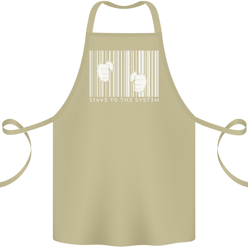 Slave to the System Anti Capitalism Cotton Apron 100% Organic Khaki