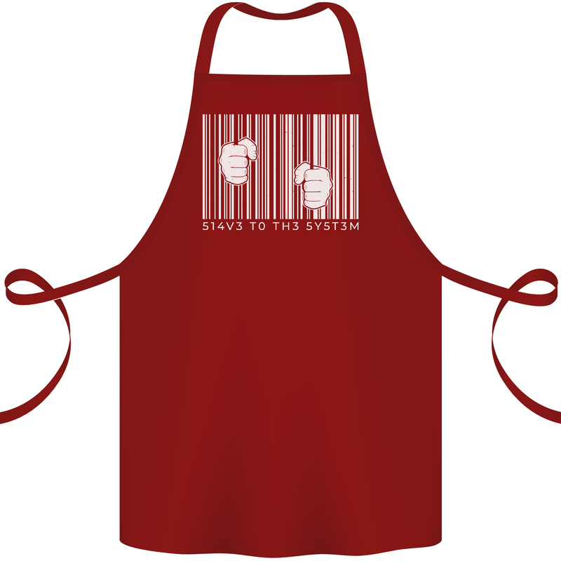 Slave to the System Anti Capitalism Cotton Apron 100% Organic Maroon