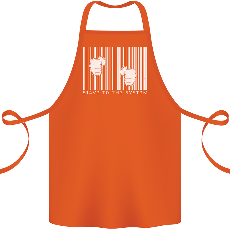 Slave to the System Anti Capitalism Cotton Apron 100% Organic Orange