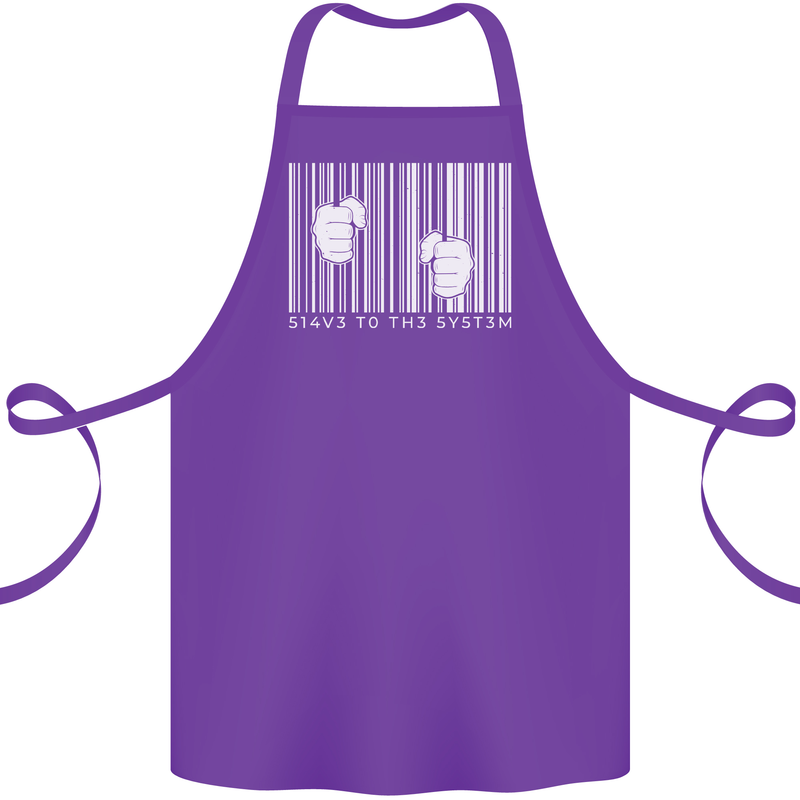 Slave to the System Anti Capitalism Cotton Apron 100% Organic Purple