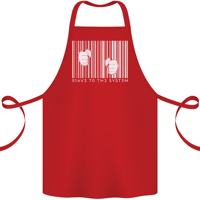 Slave to the System Anti Capitalism Cotton Apron 100% Organic Red
